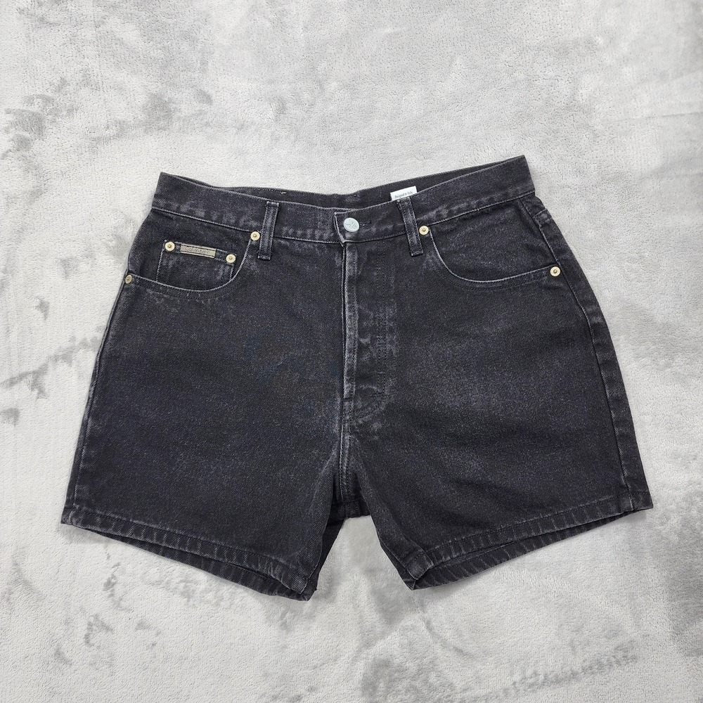 Vintage Calvin Klein‎ Jeans Shorts Womens 13 Juniors Black Mom Denim Button Fly